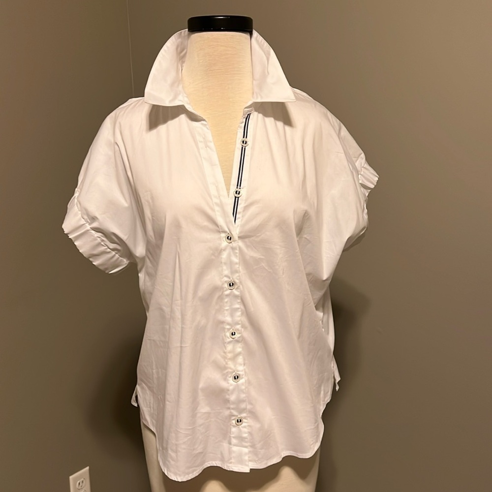 Veronica Beard white cotton blouse, size 10